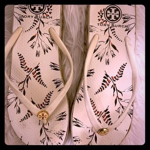 Pre-owned Tory Burch Wedge Flip Flops, Sz 9